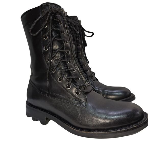 Louis Vuitton Zipped and Lace-Up Combat Boots in Black Leather - Picture 5 of 10